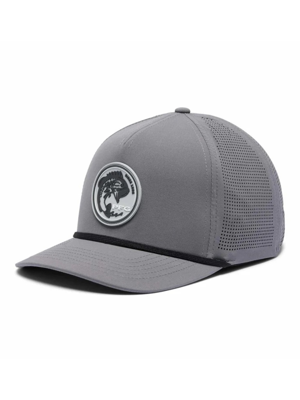 Tidal Pursuit 3D Stretch Snap Back Ball Cap City Grey Fish Circle Bass